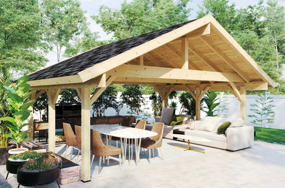 Ein Gartenpavillon mit dem LogFoot™ Fundament günstig selbst bauen